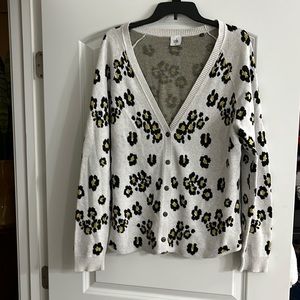 CAbI Kiki Cardigan. Animal/floral print. XL